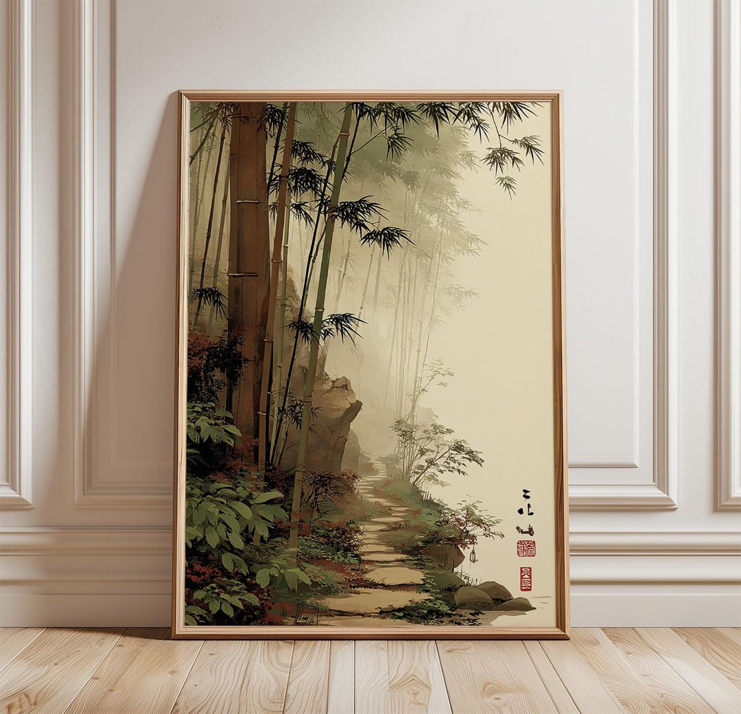 Japanese Bamboo Forest Poster Print | Misty Zen Landscape Art ...