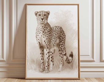 Cheetah Poster – Safari Wildlife Wall Art Print, Elegant Big Cat Artwork for Living Room, Office or Nature Inspired Home Decor