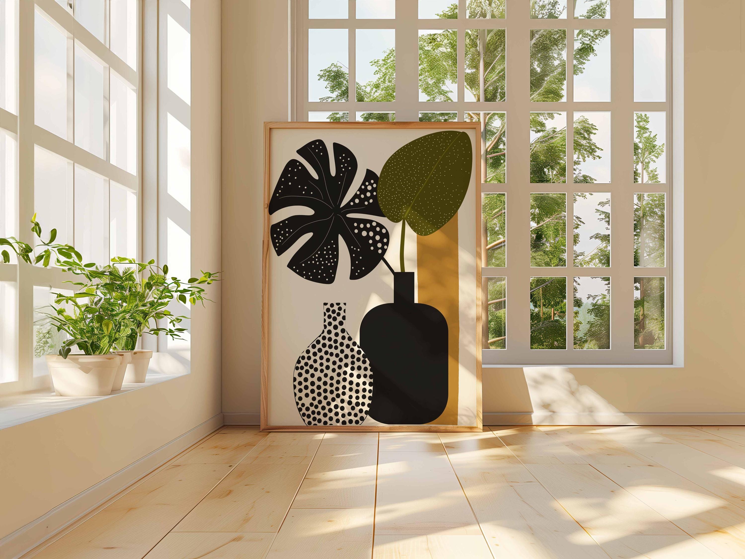 Mid-century Modern Plant Art, Botanical Scandinavian Wall Decor