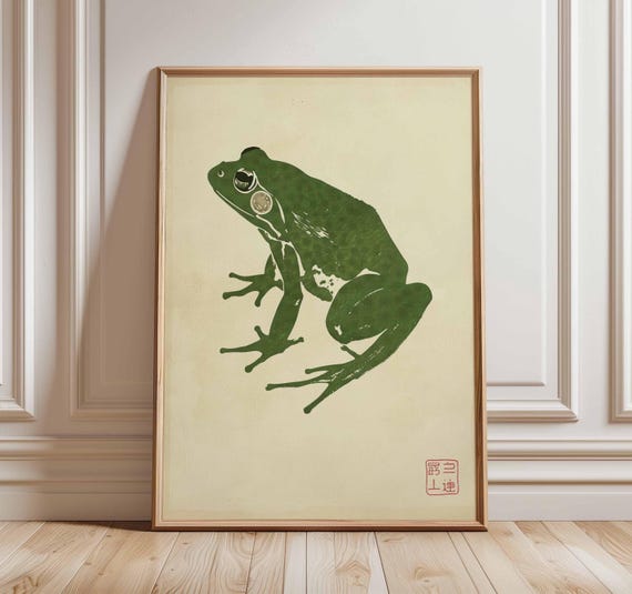 frog splash【蛙 原画 動物画 絵画 アクリル画 現代アート 細密画