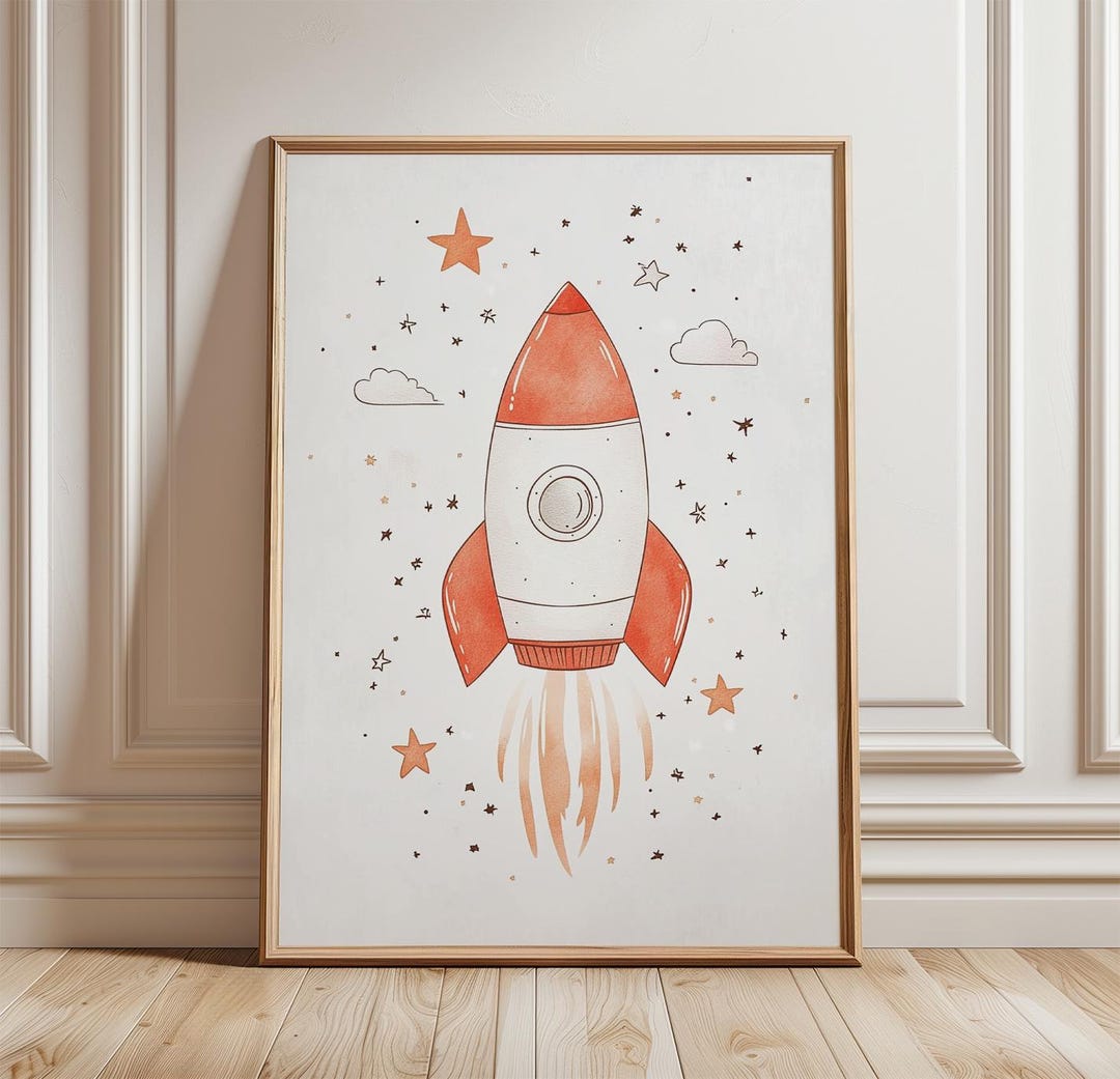 Rocket Kids Poster | Space Nursery Wall Art | Cute Minimal Astronaut ...