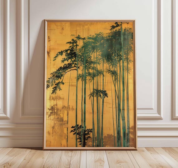 竹の絵画 金色フレーム付き 竹の絵画 金色フレーム付き