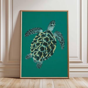 Sea Turtle Poster, Ocean Animal Wall Art, Minimalist Marine Life Print, Coastal Beach House Decor, Nautical Style Artwork Unframed
