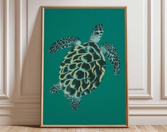 Sea Turtle Poster, Ocean Animal Wall Art, Minimalist Marine Life Print, Coastal Beach House Decor, Nautical Style Artwork Unframed