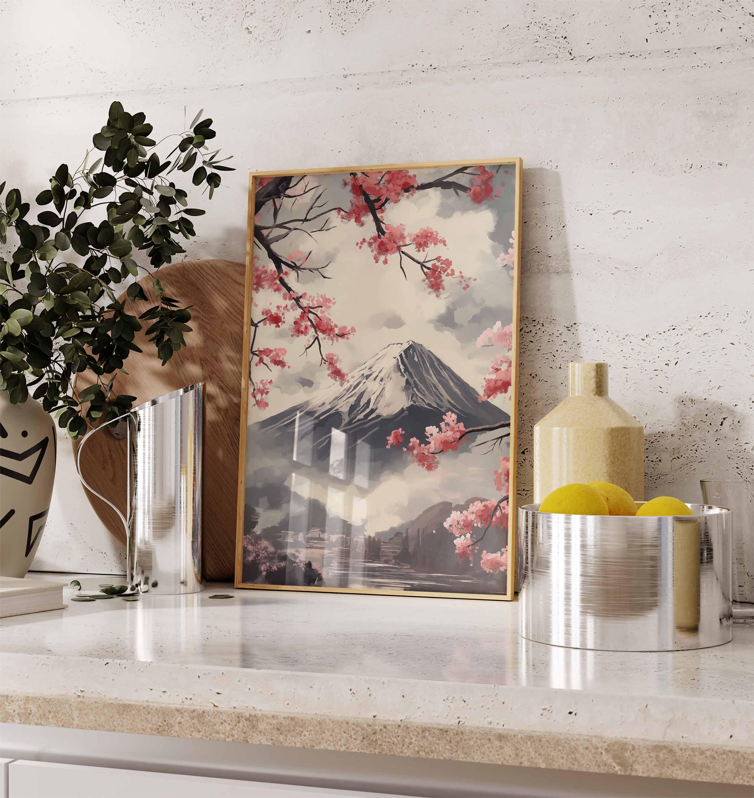 Mount Fuji Cherry Blossom Poster | Japanese Landscape Wall Art | Sakura ...