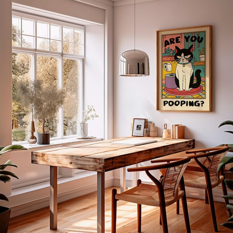 Funny Cat Bathroom Poster | Are You Pooping Print | Humorous Toilet ...