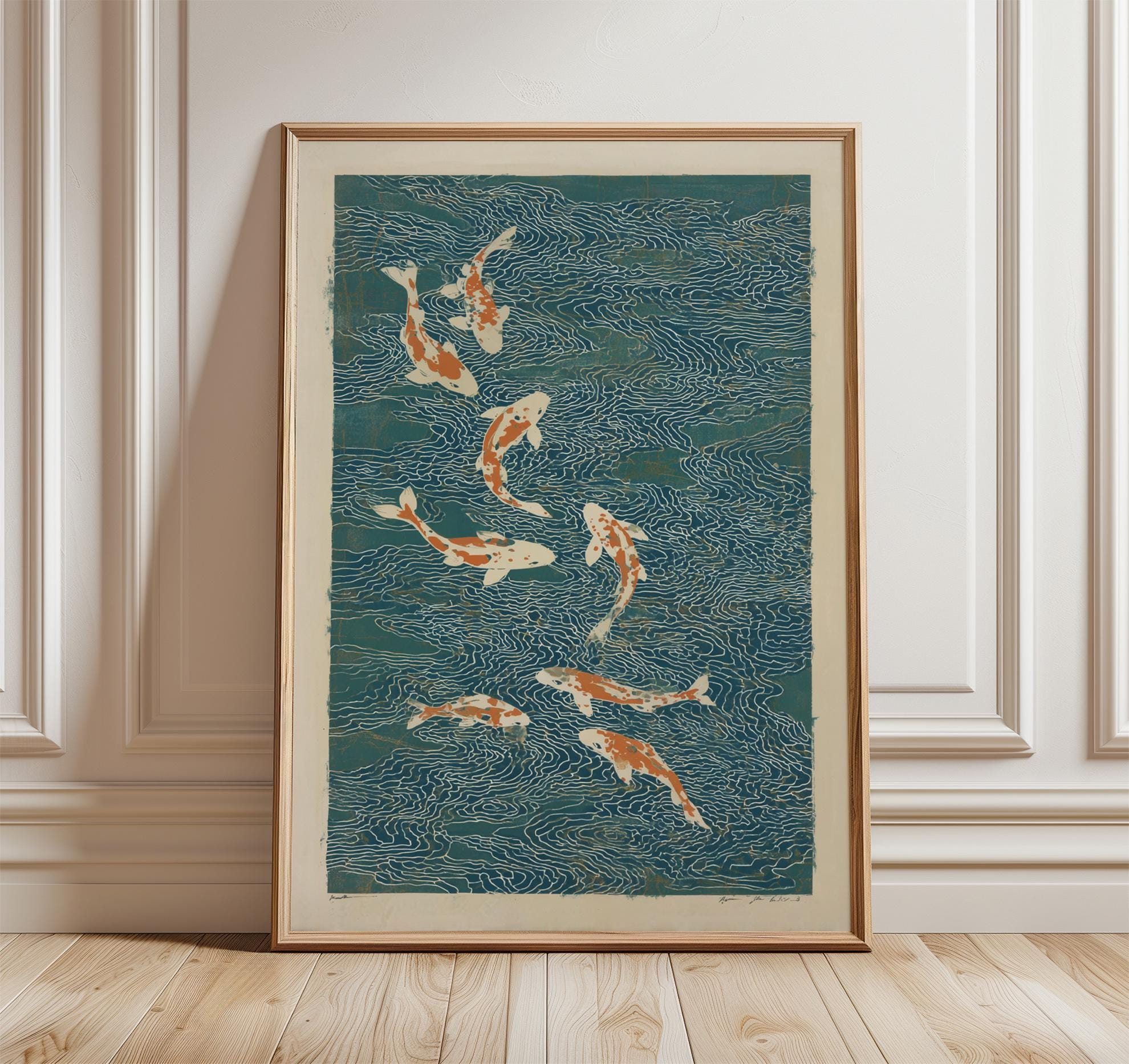 Koi Fish Poster | Japanese Koi Wall Art Print | Vintage Oriental Water ...