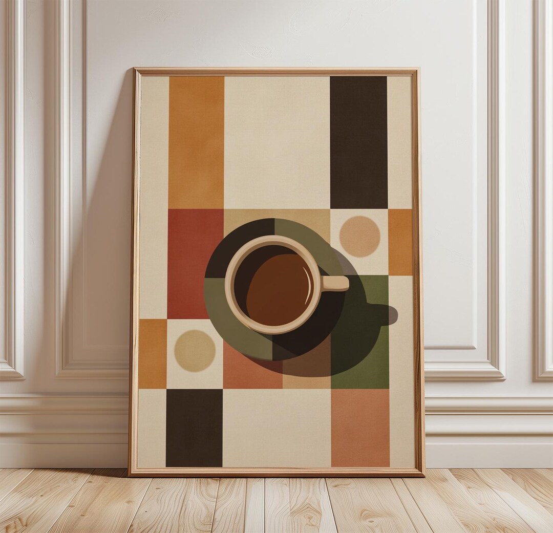 Coffee Cup Poster | Mid Century Modern Wall Art | Retro Kitchen Cafe ...