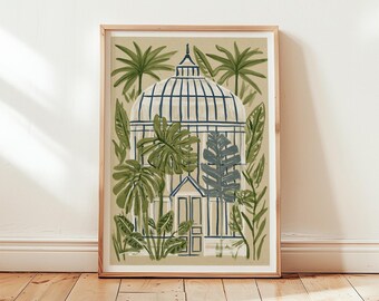 Tropical Conservatory Poster, Botanical Wall Art, Paper Print