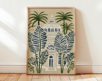 Tropical Botanical Poster, Architectural Wall Art, Paper Print