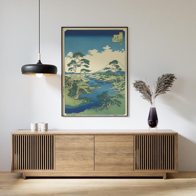 Japanese Landscape Poster | Mountain River Scene Wall Art | Vintage ...