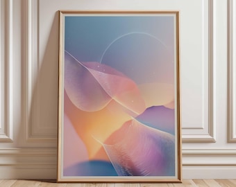 Abstract Pastel Gradient Wall Art Print, Soft Modern Digital Landscape, Serene Dreamy Minimalist Poster