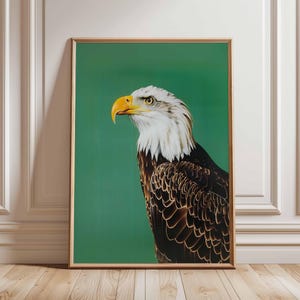 Bald Eagle Portrait Poster, Bold Bird Wall Art Print, Patriotic Wildlife Decor, Realistic Eagle Illustration, Unframed Animal Print