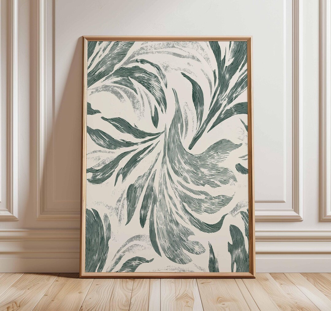 Abstract Green Swirl Poster, Modern Botanical Wall Art Print ...