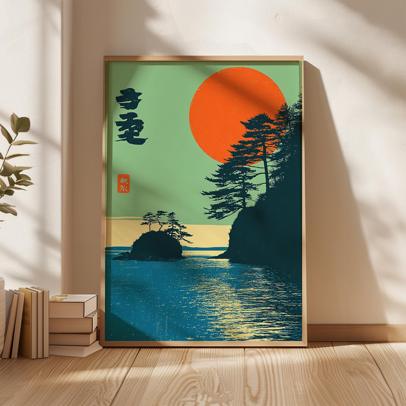 Japanese Landscape Poster, Retro Wall Art, Vintage Mount Fuji Art Print ...