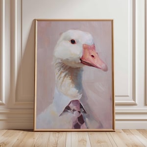 Funny Goose in Tie Poster – Whimsical Animal Wall Art in Suit, Humorous Bird Print for Office, Nursery, or Modern Farmhouse Decor