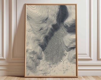 Abstrakte Linie Kunst Poster, schwarz und beige minimalistische Wandkunst, moderner topografischer Druck, zeitgenössische geometrische Wohnkultur