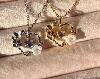 Magnolia Flower Necklace: Handmade Brass Zircon Princess Jewelry