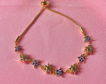 Handmade Sun Bracelet: Zircon Princess Jewelry, Adjustable Brass