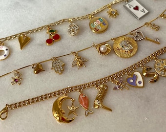 Build Your Own Custom Charm Bracelets,Personalized Charm Bracelet for Women,Pick Your Charms,Gold Charm Bracelet,Gift for Her, Bridesmaid