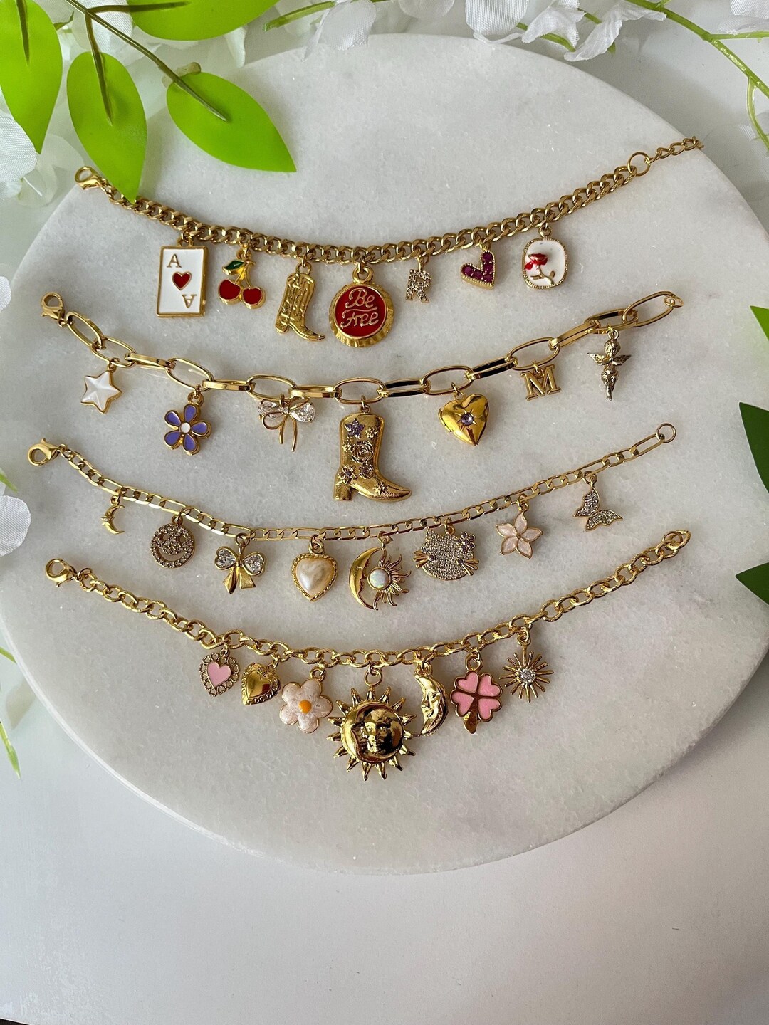 Build Your Own Custom Charm Bracelets for Women,gold Vintage Chunky