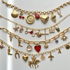 Build Your Own Custom Charm Bracelets,Personalized Gold Charm Bracelet for Women,Pick Your Charms,Gift for Her, Christmas Gift