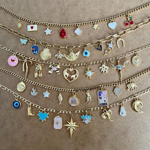 Build Your Own Custom Charm Necklace,Pick Your Charms,Gold Charm Necklaces for Women,Vintage Chunky Necklace,Personalized Gift for Her