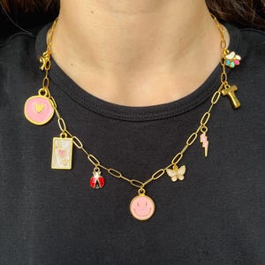 Personalized Gold Charm Necklace: Customizable Chunky Chain