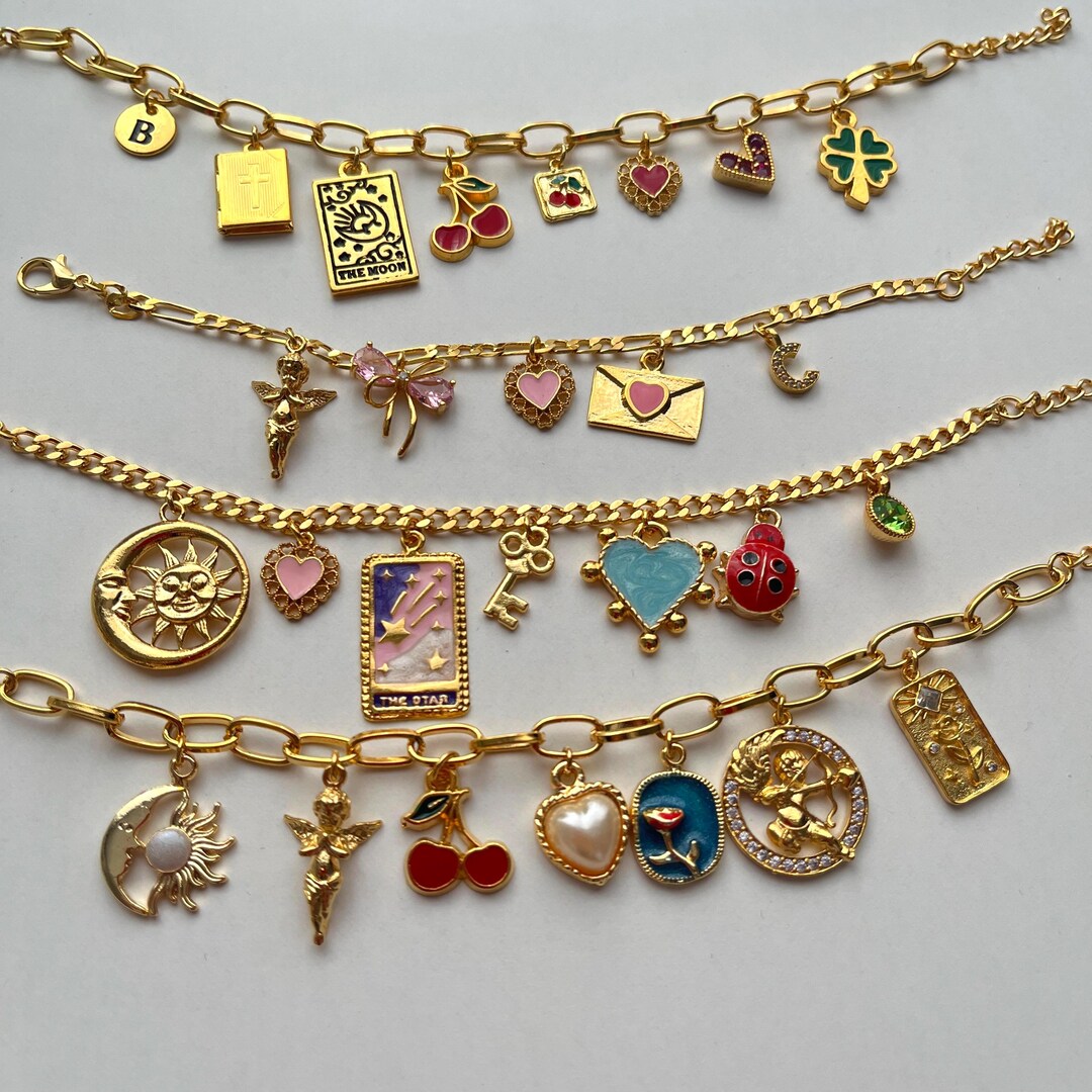 Gold Plated Custom Charm Bracelet: Design Your Own Jewelry - Etsy