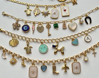 Custom Gold Charm Bracelet: Personalized Vintage Style