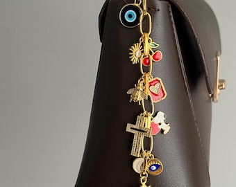 Custom Gold Bag Charm: Multi Charm Purse Chain Accessory