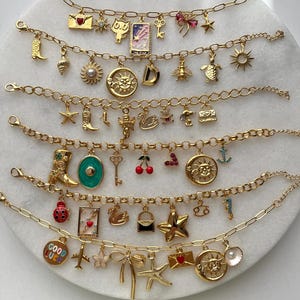 Custom Charm Bracelet,Build Your Own Charm Bracelet for Women,Pick Your Charms,Gold Chunky Charm Bracelet,Personalized Gift for Girl