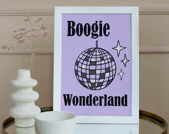 Boogie Wonderland Print | Music Prints | Music Prints Wall Art | Music Wall Art | Retro Groovy Print | Retro Music Poster