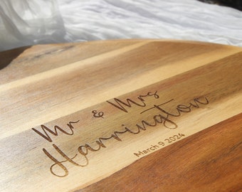 Personalised Serving Board, Chopping Board, Personalized Cheese Board, Laser Engraved, Family, Couple Present, Wedding Gift, Couple