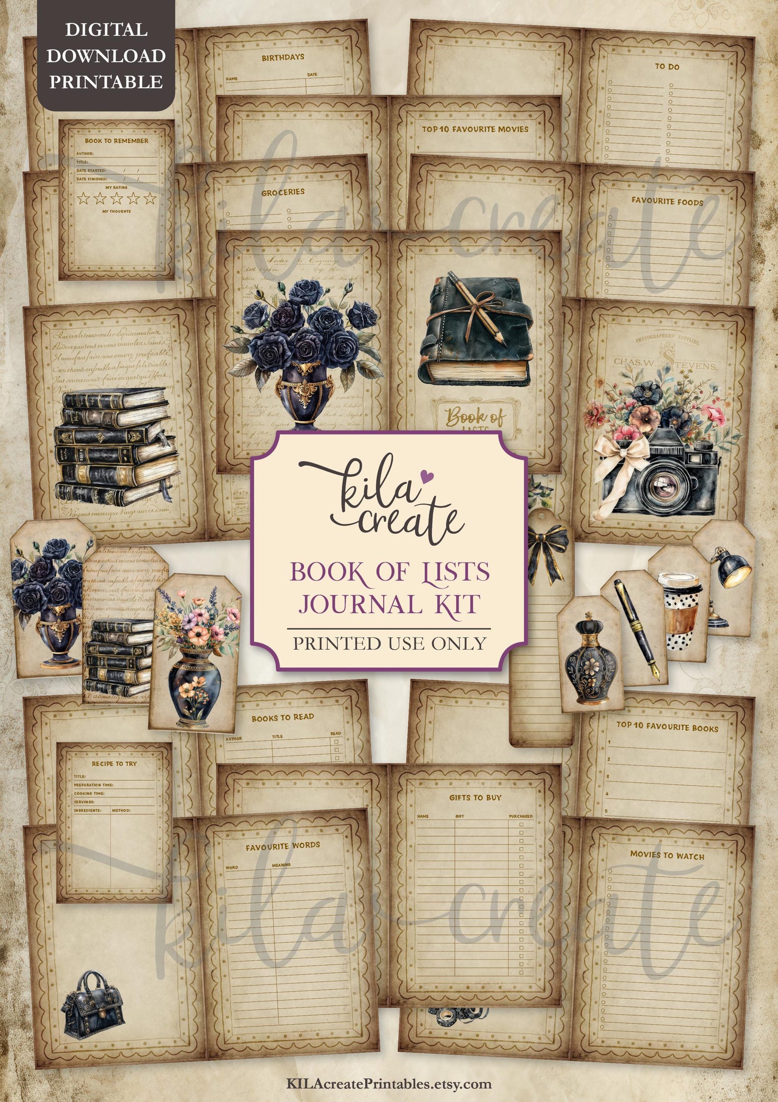 Book of Lists Journal Kit, List Writing Journal, Lists Journal Pages ...