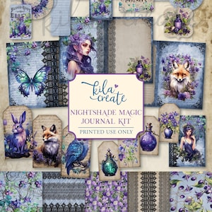Nightshade Magic Journal Kit, Fairy Junk Journal, Magical Journal, Gothic Journal, Digital Download, Printable Journal Kit, KILA Create
