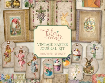 Vintage Easter Journal Kit, Easter Ephemera, Spring Junk Journal Kit, Easter Bunny, Digital Download, Printable Journal Kit, KILA Create