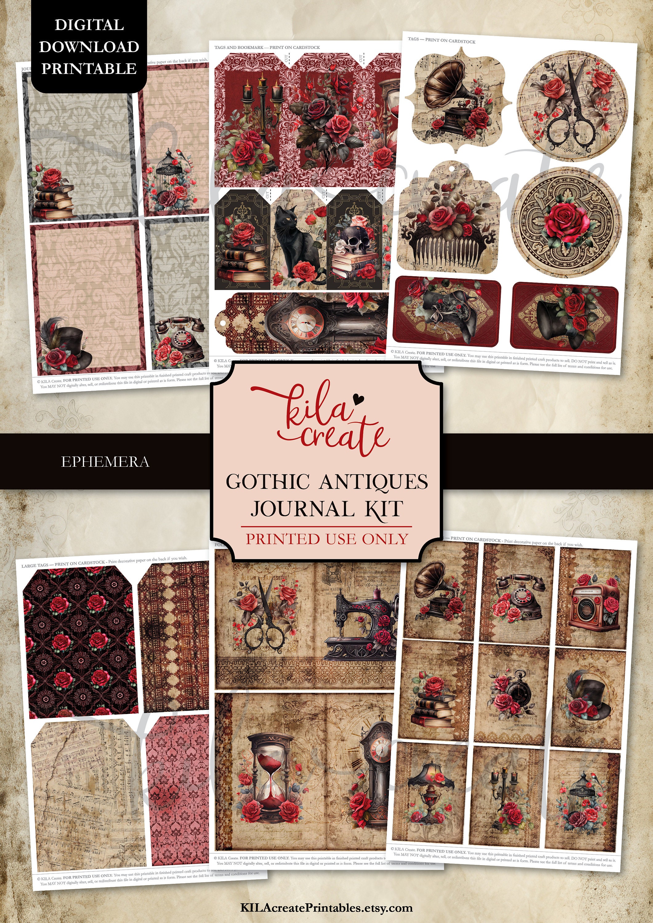 Gothic Antiques Journal Kit, Gothic Victorian Journal, Gothic Junk ...