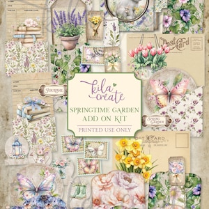 Springtime Garden Add On Kit, Spring, Flowers, Garden, Gardening, Four Seasons, Digital Download, Printable Journal Kit, KILA Create