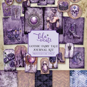 Gothic Fairy Tale Journal Kit, Gothic Journal Kit, Purple Gothic Junk Journal Kit, Digital Download, Printable Journal Kit, KILA Create