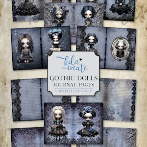 Gothic Dolls Junk Journal Pages, Dark Gothic Journal, Haunted Dolls, Halloween Journal, Digital Download, Printable Journal Kit, KILA Create