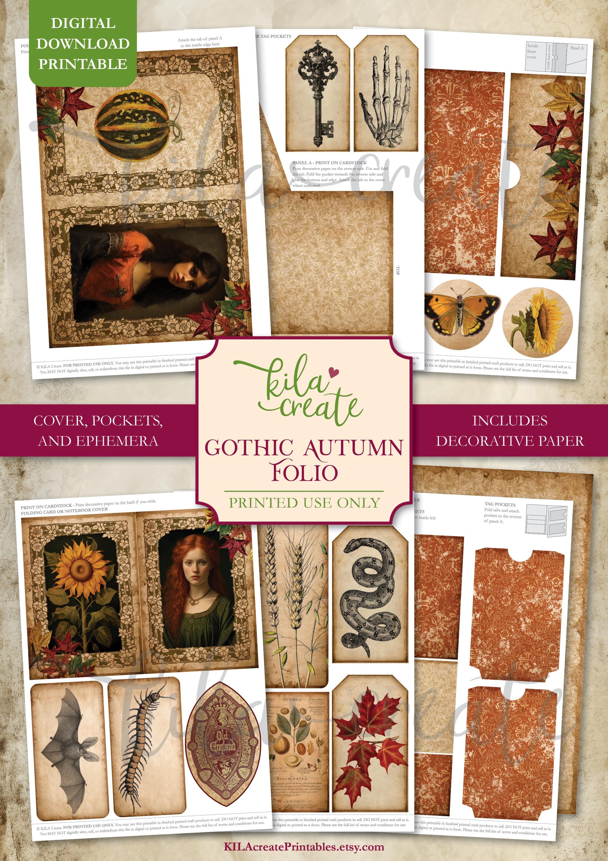 Gothic Autumn Folio, Autumn Harvest Journal Kit, Vintage Gothic Junk ...