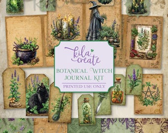 Botanical Witch Journal Kit, Herb Witch Journal, Herbs, Spring Witch, Magic Springtime, Digital Download, Printable Journal Kit, KILA Create