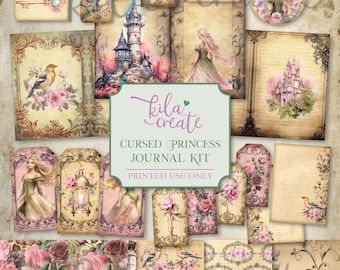 Cursed Princess Journal Kit, Fairy Tale Junk Journal, Fairy Tale Printable, Rapunzel, Digital Download, Printable Journal Kit, KILA Create