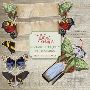 Vintage Butterfly Bookmarks, Vintage Ephemera, Butterfly Junk Journal Kit, Butterfly Digital Download, Printable Journal Kit, KILA Create