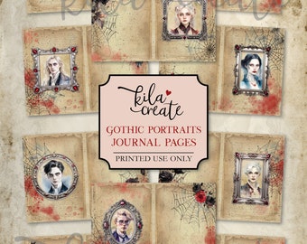 Gothic Portraits Junk Journal Pages and Papers, Gothic Journal, Digital Download, Printable Journal Kit, KILA Create