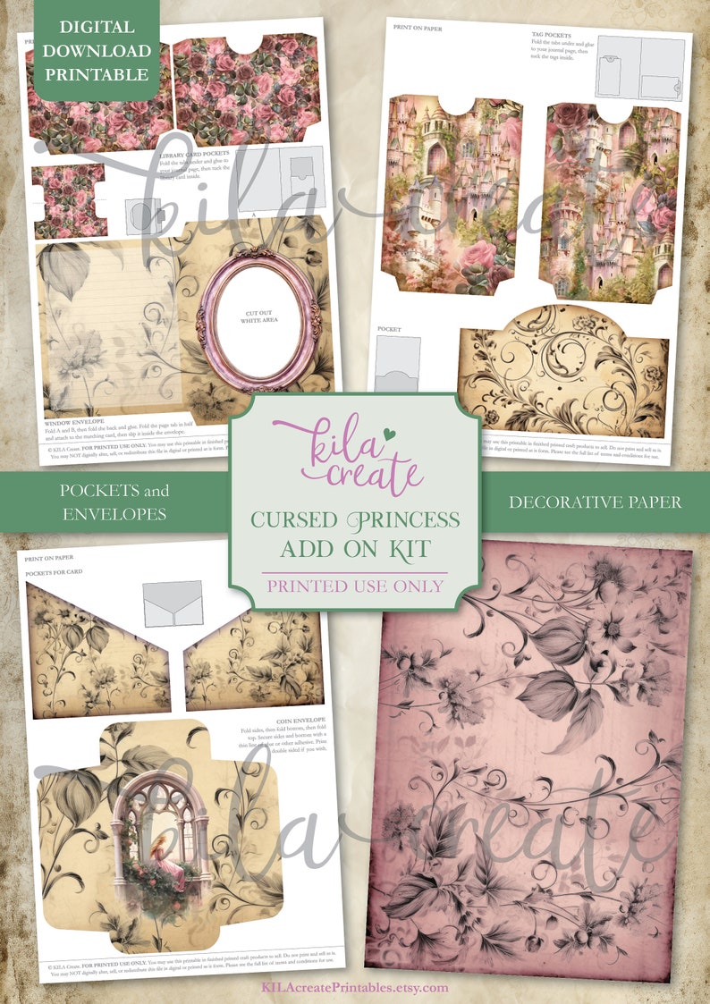 Cursed Princess Add on Junk Journal Kit, Fairy Tale Journal Printable ...