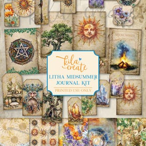 Litha Midsummer Journal Kit, Summer Solstice Pagan Holiday, Sun, Wheel of the Year, Digital Download, Printable Journal Kit, KILA Create