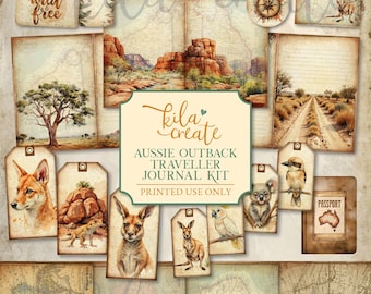 Aussie Outback Traveller Journal Kit, Australia Journal, Travel Journal, Digital Download, Junk Journal, Printable Journal Kit, KILA Create