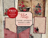 Gothic Antiques Pocket Card, Gothic Victorian Journal, Gothic Junk Journal, Journal Digital Download, Printable Journal Kit, KILA Create